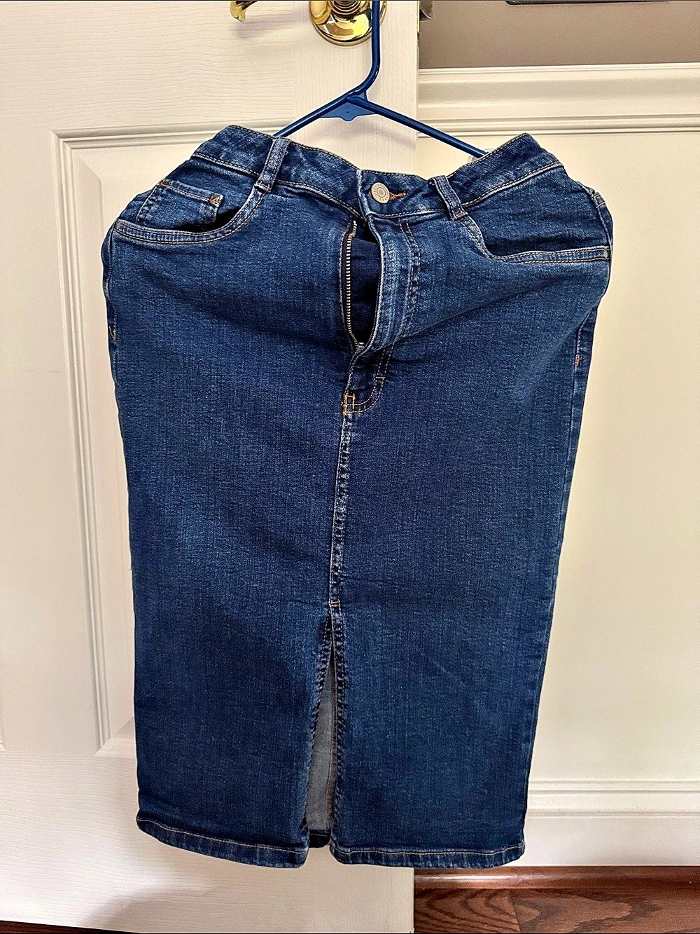 Zara Trafaluc Denim Makers Denim Midi Skirt in Blue Size Medium Like New